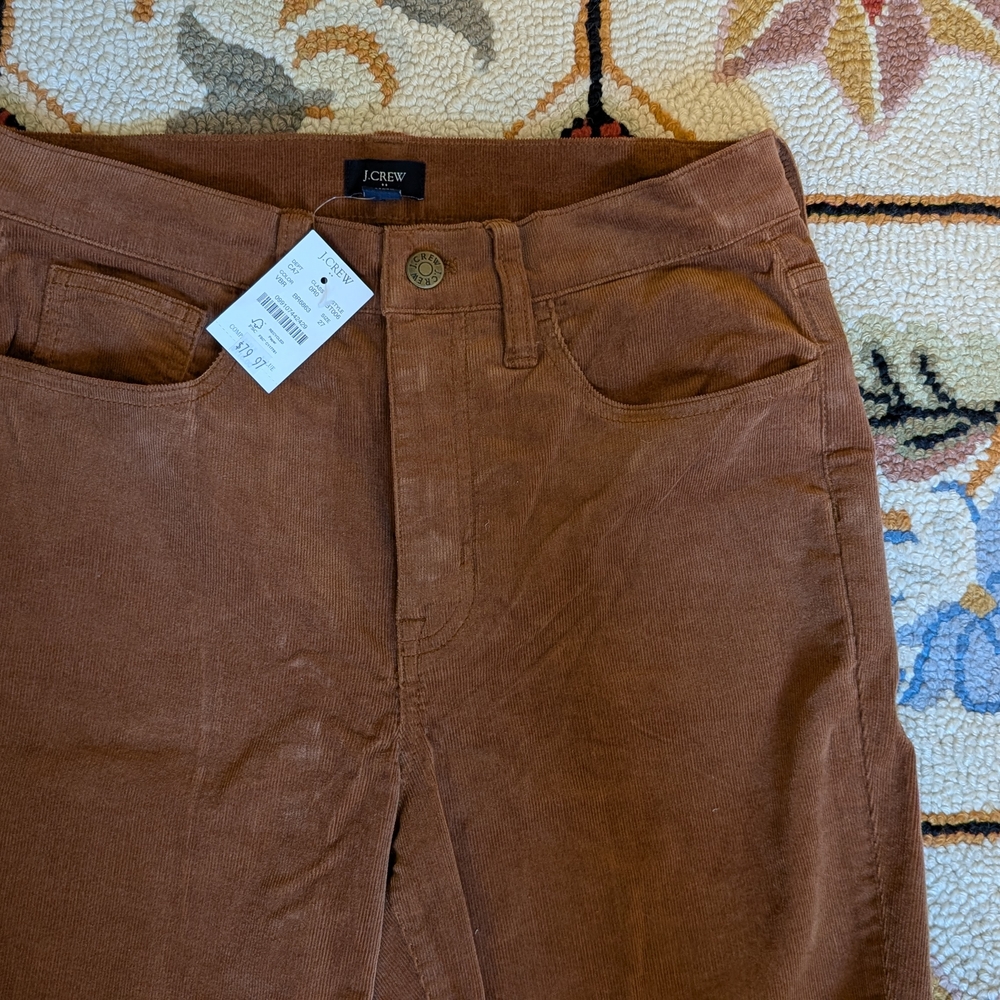 NWT J. Crew High Rise Women's Brown Corduroy Straight Leg Pants